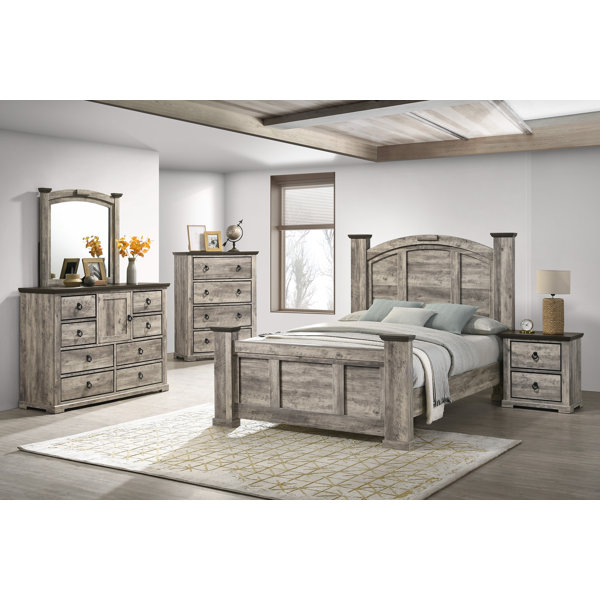 Union Rustic Kyila Gray Rustic Panel Bedroom Set | Wayfair
